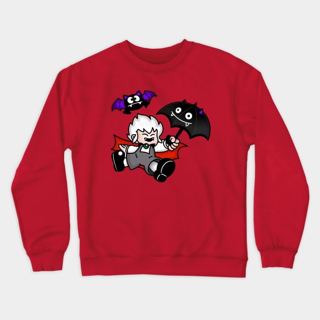 Kid Dracula's Umbrella Flight Crewneck Sweatshirt by JPenfieldDesigns
